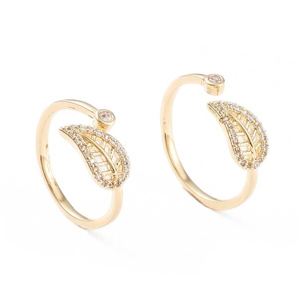 Brass Micro Pave Clear Cubic Zirconia Cuff Rings