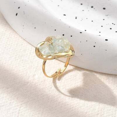 Heart Natural Green Aventurine Finger Rings