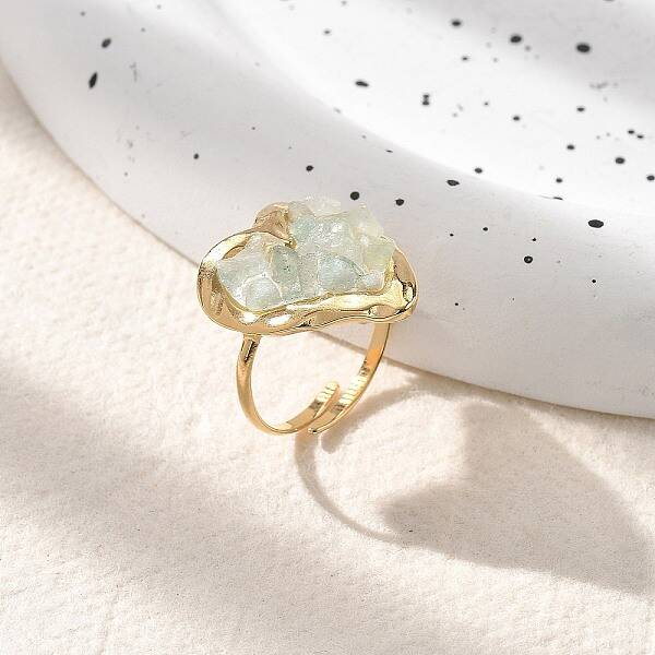 Heart Natural Green Aventurine Finger Rings
