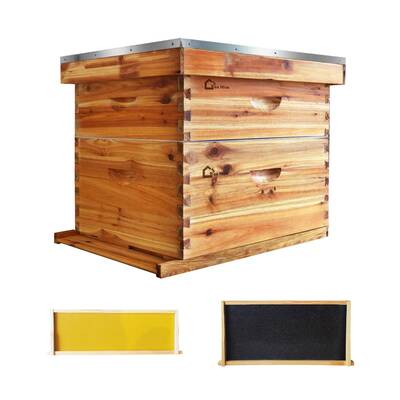Garvee 10-Frame Langstroth Beehive Kit with Beeswax Coating, Cedarwood, Easy Assembly, Ventilated Design, Complete Starter Se...