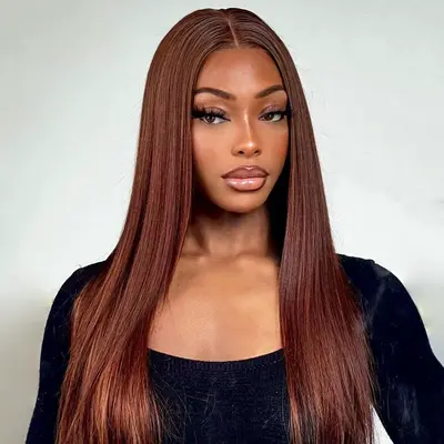 Reddish Brown Colored Straight Human Hair Lace Frontal Wigs 13x4 13x6 Transparent Lace Front Wigs Ashimary Virgin Hair
