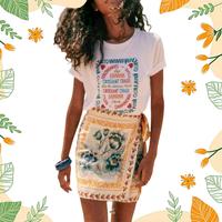 Songling Womens Summer Floral Wrap Short Skirt Tie Side High Waist A Line Beach Vacation Boho Mini Skirt