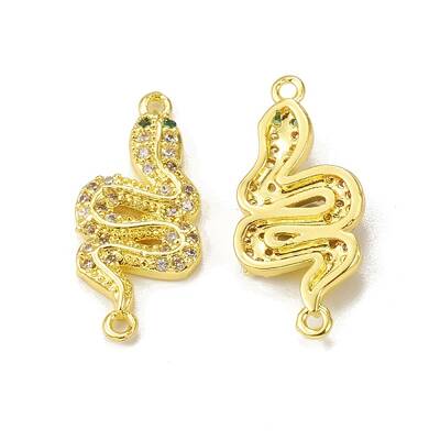 Brass Micro Pave Clear & Green Cubic Zirconia Connector Charms