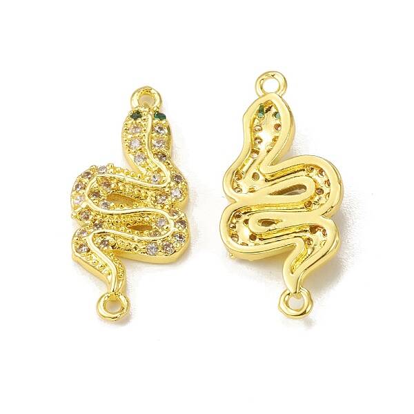 Brass Micro Pave Clear & Green Cubic Zirconia Connector Charms