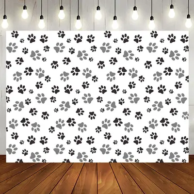 Black Grey Prints Of Dog Pow Baby Shower Backdrop - Aperturee