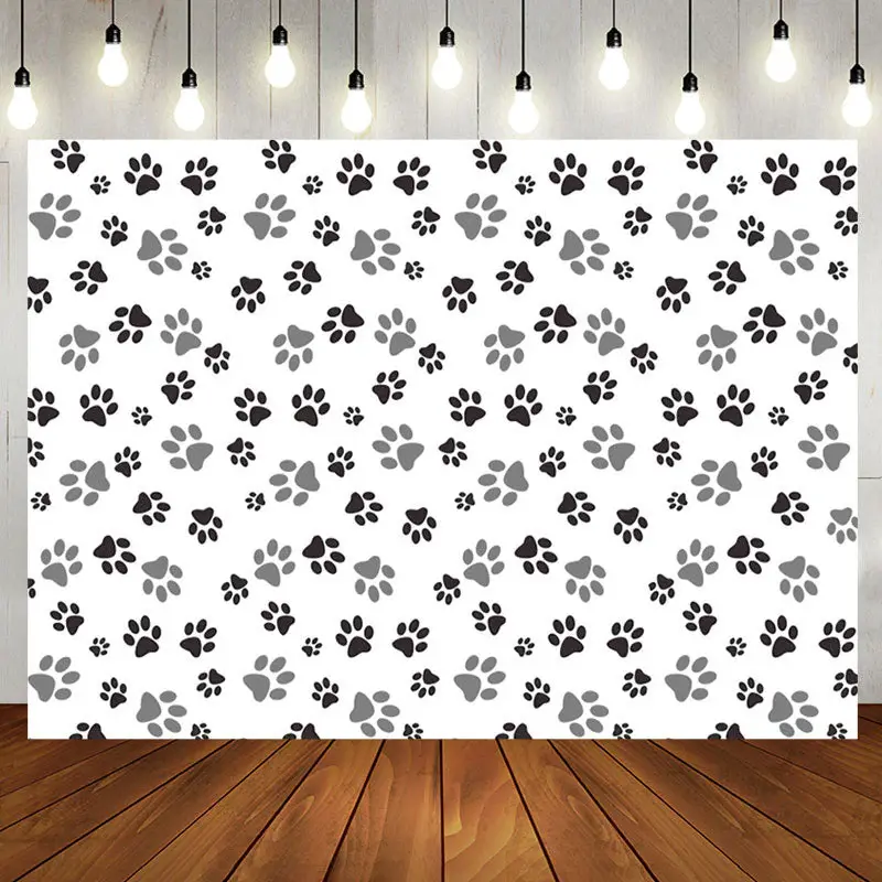 Black Grey Prints Of Dog Pow Baby Shower Backdrop - Aperturee