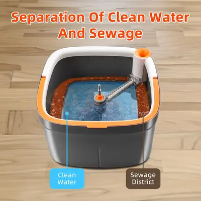 HAOTIKYU Spin Mop and Bucket with Self Separation Dirty and Clean Water System, Self Wringing 360° Rotating Clean Mop-Head a...