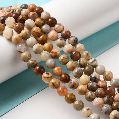 Natural Crazy Lace Agate Round Bead Strands