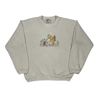 Winnie The Pooh Disney Graphic Sweatshirt - Large Beige Cotton