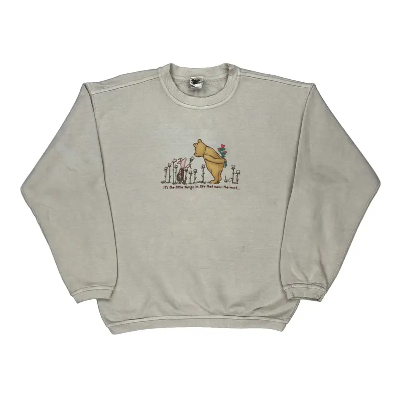 Winnie The Pooh Disney Graphic Sweatshirt - Large Beige Cotton