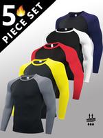 5 Pack Men's Long Sleeve Shirts Moisture WickingSweatproof Sunscreen Men's Quick Dry Breathable ColorBlock slim Long Sleeve T...