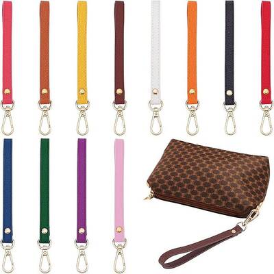 12Pcs 12 Colors PU Leather Wrist Strap Keychains