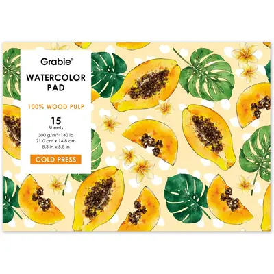 Grabie 15 Sheets 140LB Watercolor Painting Art Pad - 100% Wood Pulp