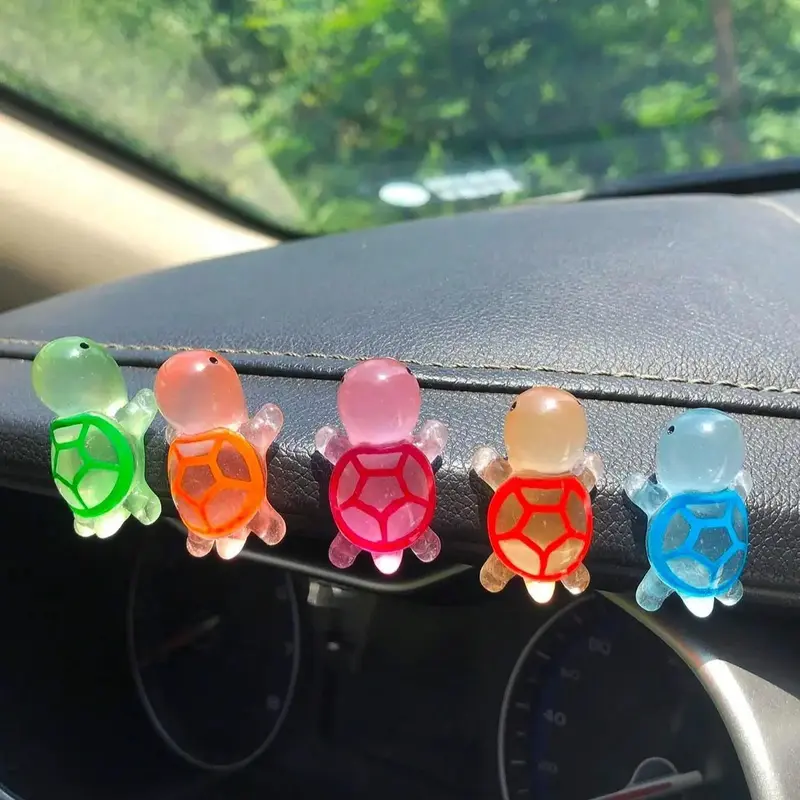 Cute Turtle Design Car Interior Decoration, 5 Counts Mini Resin Car Dashboard Decoration, Universal Car Interior Accessories ...