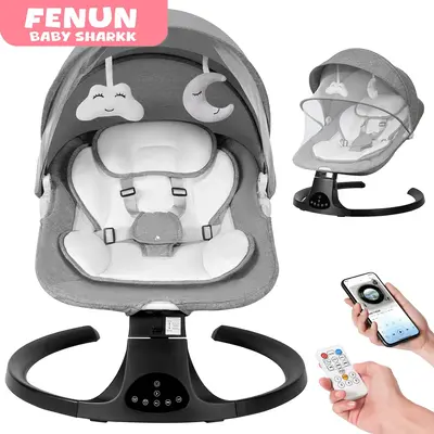 Baby Electric Bassinet, Baby Rocker, Electric swing, 5 Speed & 10 Lullabies, Baby Bouncer,Adapter & Battery Powered, For Indo...