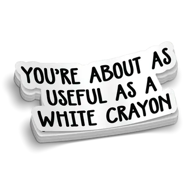 White Crayon 6 Inch Decal