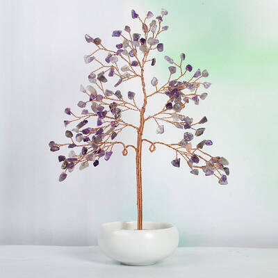 Undyed Natural Amethyst Chips Tree of Life Display Decorations