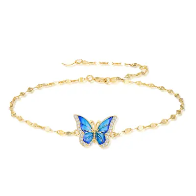 14K Gold Butterfly Charm Bracelet