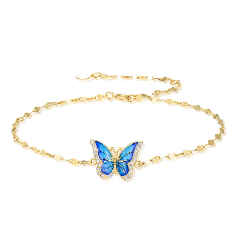 14K Gold Butterfly Charm Bracelet