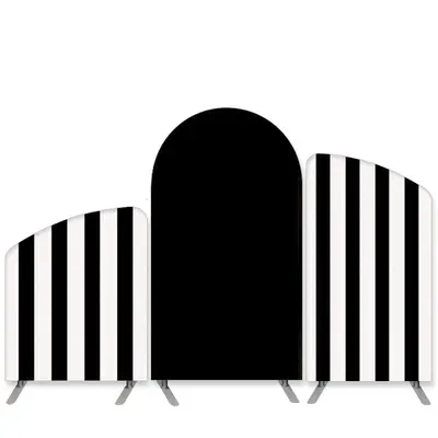 Aperturee Stripes Theme Black White Party Arch Backdrop Kit Banner | Diy Round Arch Backdrop | Chiara Wall Backdrop Diy | Wed...