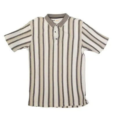 KOCAL Polo Shirt Beige Striped Short Sleeve Mens M