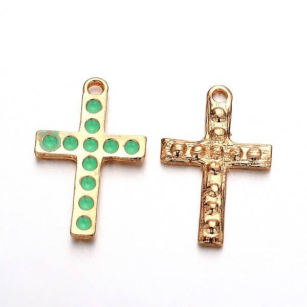 Light Gold Plated Alloy Enamel Cross Pendants