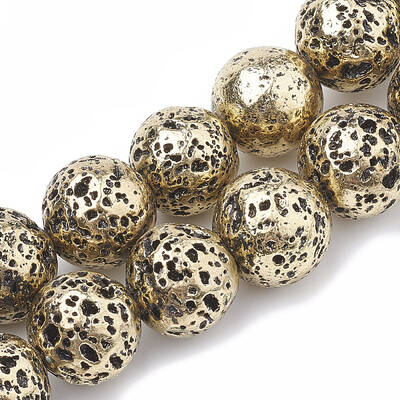 Electroplated Natural Lava Rock Beads Strands