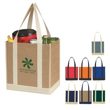 150 Customized Non-Woven Two-Tone Shopper Tote Bag - Water ...