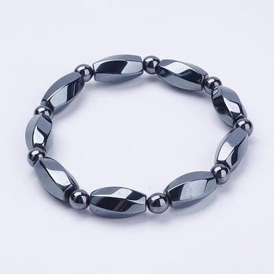 Electroplate Magnetic Synthetic Hematite Stretch Bracelets
