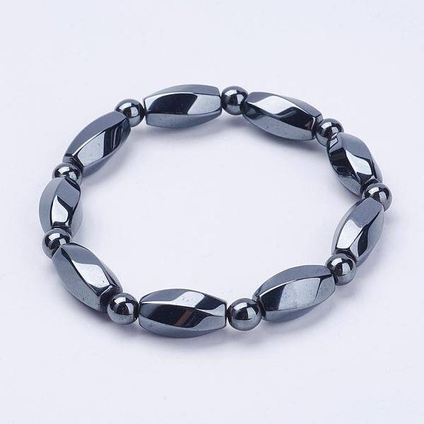 Electroplate Magnetic Synthetic Hematite Stretch Bracelets