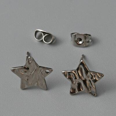 304 Stainless Steel Textured Geometry Stud Earrings Findings with Hole