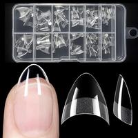 Half Cover Almond Clear Fake Nails, 240pcs/box Transparent Pre-filed Nail Tips for Nail Extensions, Press on Fake Nail for Wo...
