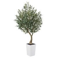VeriNatural 5/6FT Artificial Olive Tree UV Resistant with White Taper Planter for Indoor & Outdoor(VN137)