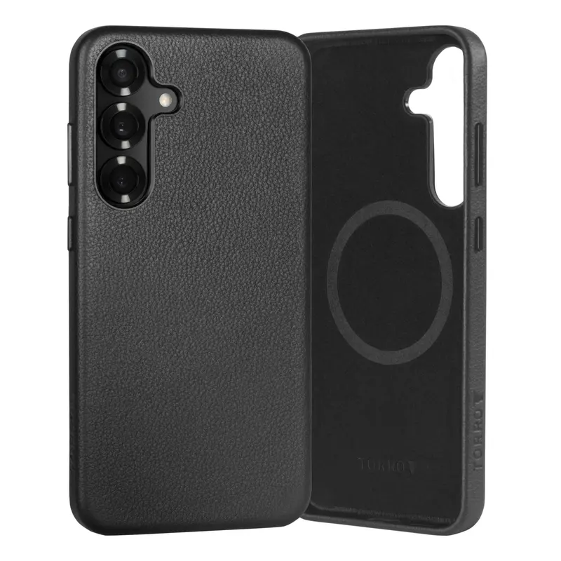 Samsung Galaxy S25+ Leather Bumper Case (Qi2/MagSafe Charging Compatible) - Black