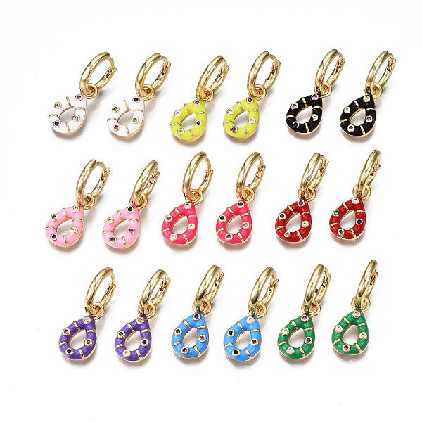 Brass Micro Pave Cubic Zirconia Huggie Hoop Earrings