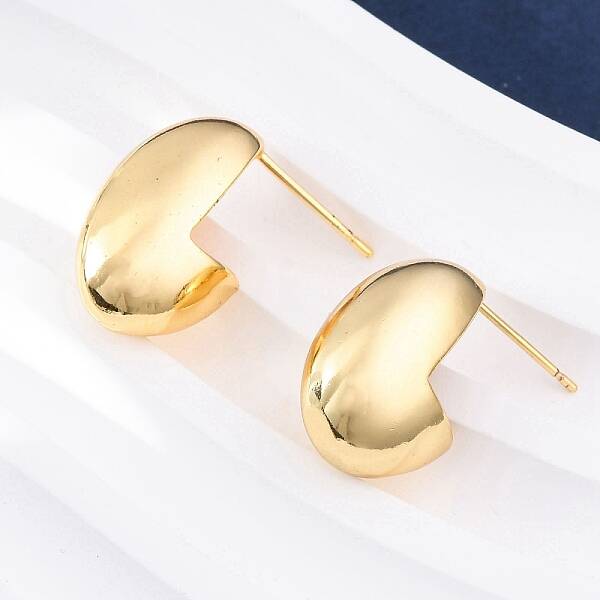Oval Brass Stud Earrings