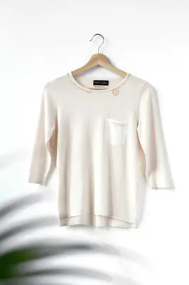TMR Patch Pocket Embroidered Top - Shell | Size: XS