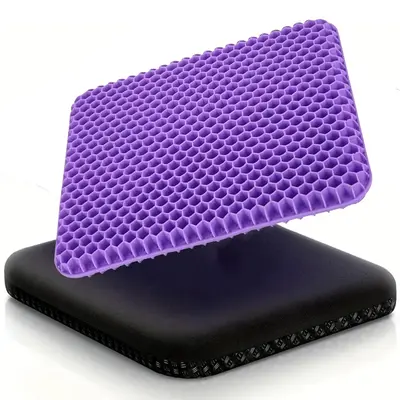 Gel seat cushion with breathable honeycomb design - Relieves sciatica and back pain - Suitable for office/car/wheelchair