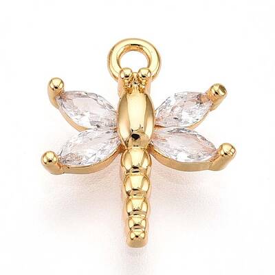 Brass Micro Pave Cubic Zirconia Charms