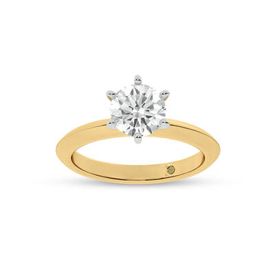 Prism Knife Edged Six Prong Round Lab Grown Solitaire Diamond Ring | 14K Yellow Gold 3 1/2 CT. TW.