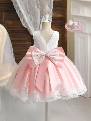 Baby Girl 1 Year Birthday Baptism Dress, Elegant Lace Princess Gown for Infants, Fitted Summer for Special Occasions