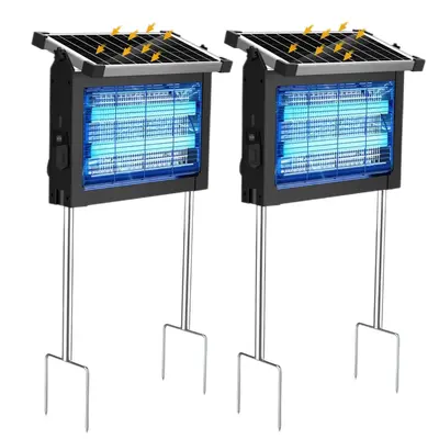 Bug Zapper Outdoor Solar Powered, Mosquito Zapper Indoor with 4500V High Powered, Electric Fly Zapper with Extension Cord and...