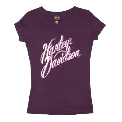 HARLEY DAVIDSON 2017 Crystal River Florida T-Shirt Purple V-Neck Short Sleeve Womens M