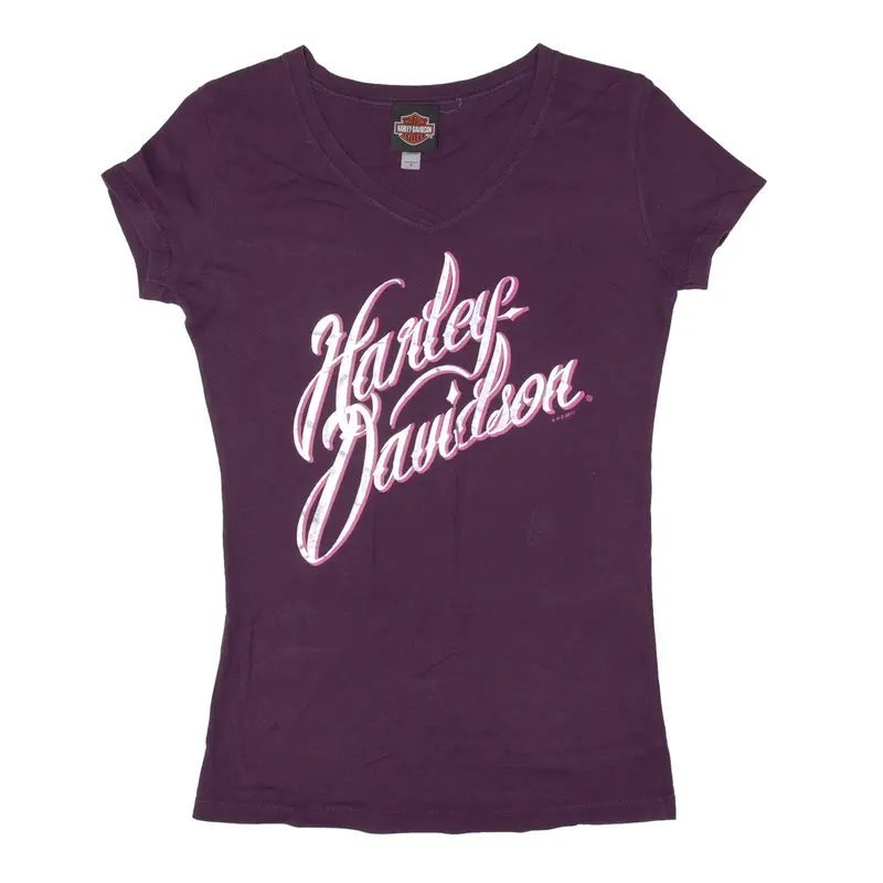 HARLEY DAVIDSON 2017 Crystal River Florida T-Shirt Purple V-Neck Short Sleeve Womens M