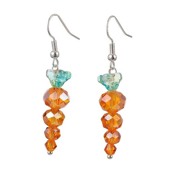 Easter Carrot Glass Dangle Earrings for Women