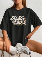 Women's Vintage Letter Print Round Neck Graphic Tee, Casual Half Sleeve T-shirt, Summer Clothes Women, Ladies Summer T Shirts...