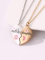 Women's Elegant Heart Charm Pendant Necklaces, 2 Counts/set Fashion Matching Necklaces for Mother & Daughter for Party, Daily...