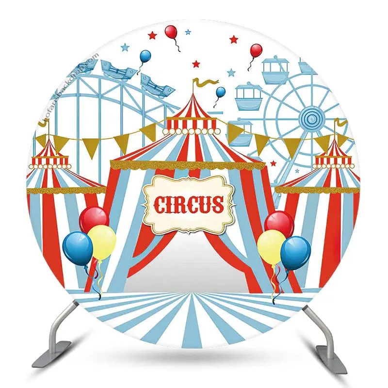 Aperturee Amusement Park Circus Round Brithday Backdrop Cover | Circle Birthday Backdrop Cover | Circle Background For Party ...