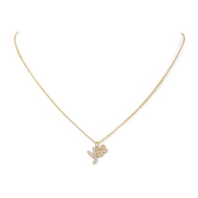 Clear Cubic Zirconia Word Yes Pendant Necklace