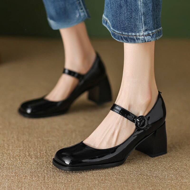 CHIKO Eva Square Toe Block Heels Mary Jane Shoes